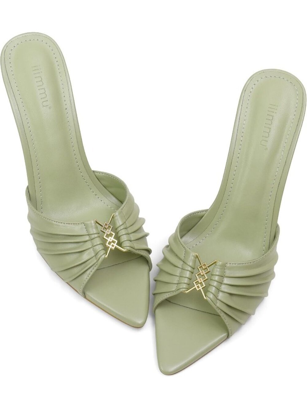Women's Green Faux Leather Pointed Toe Stylish Elegant Comfortable High Heel